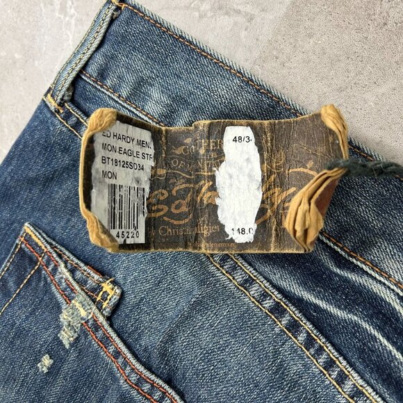 Vintage Ed Hardy Jeans Mens 48x34 Dead Stock Baggy Christian Audigier y2k Skull - Picture 9 of 16
